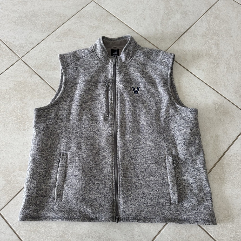 Villanova Wildcats Vest Mens‎ 2XL Gray Johnnie O Full Zip Fleece Golf College